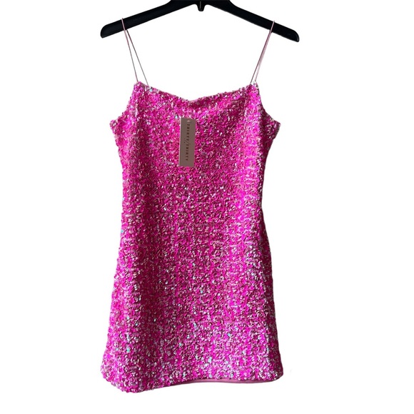 IRIDESCENT SEQUIN MINI PINK DRESS SIZE MEDIUM - Picture 3 of 6